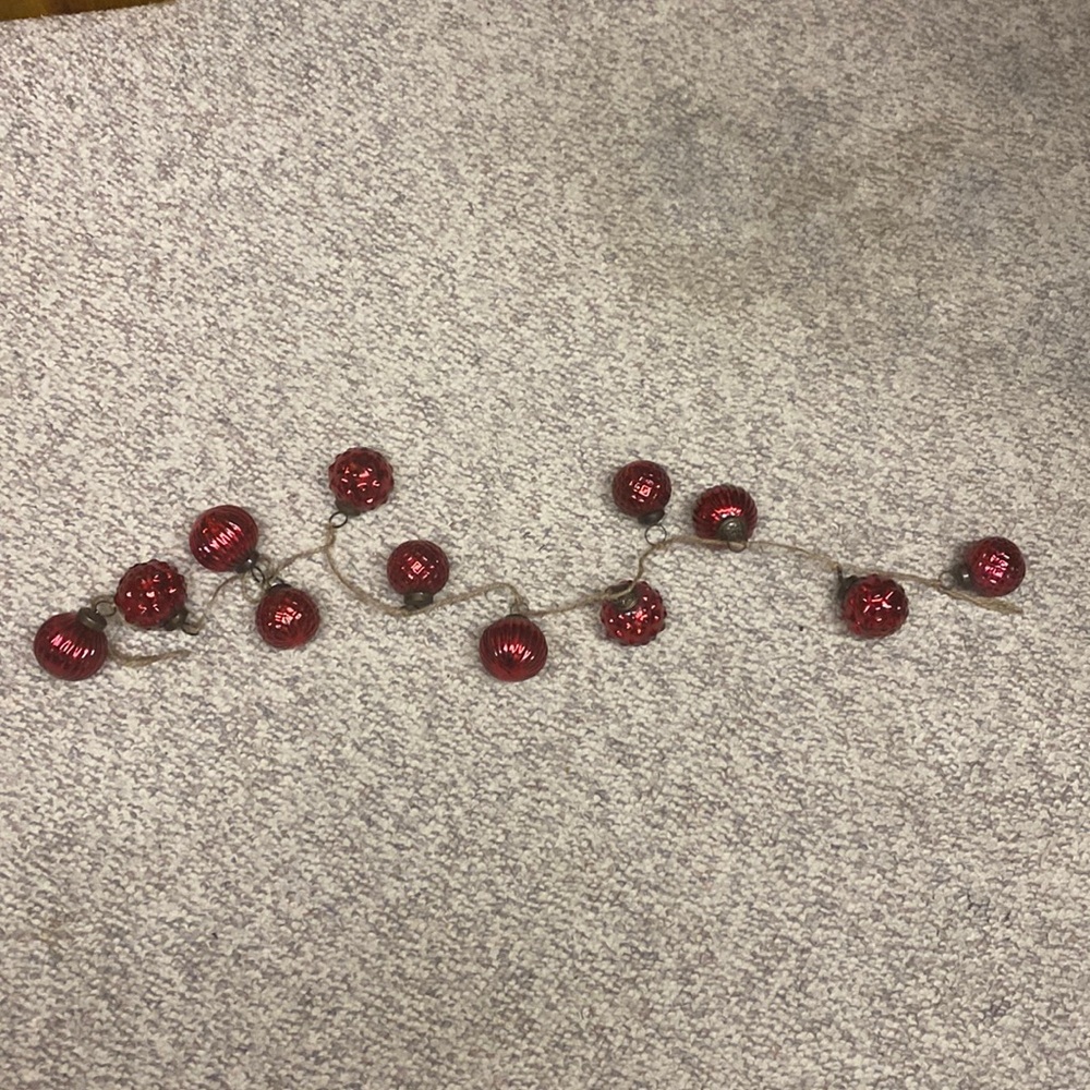 Red Mercury Ornaments on Twine Garland